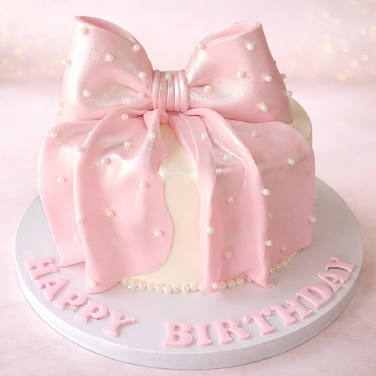 Blush Bow Birthday Cake