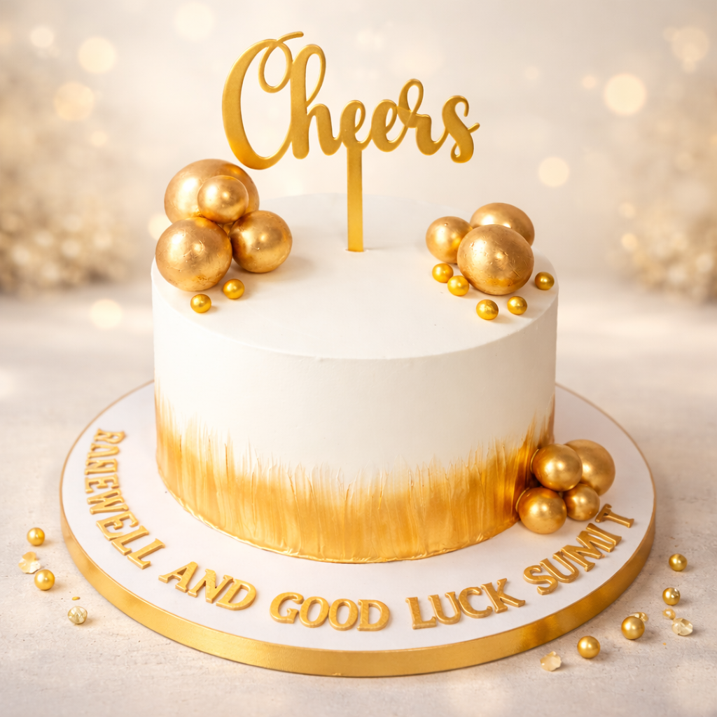 Golden Farewell Celebration Cake