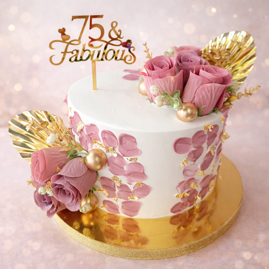 75 & Fabulous Bloom Cake