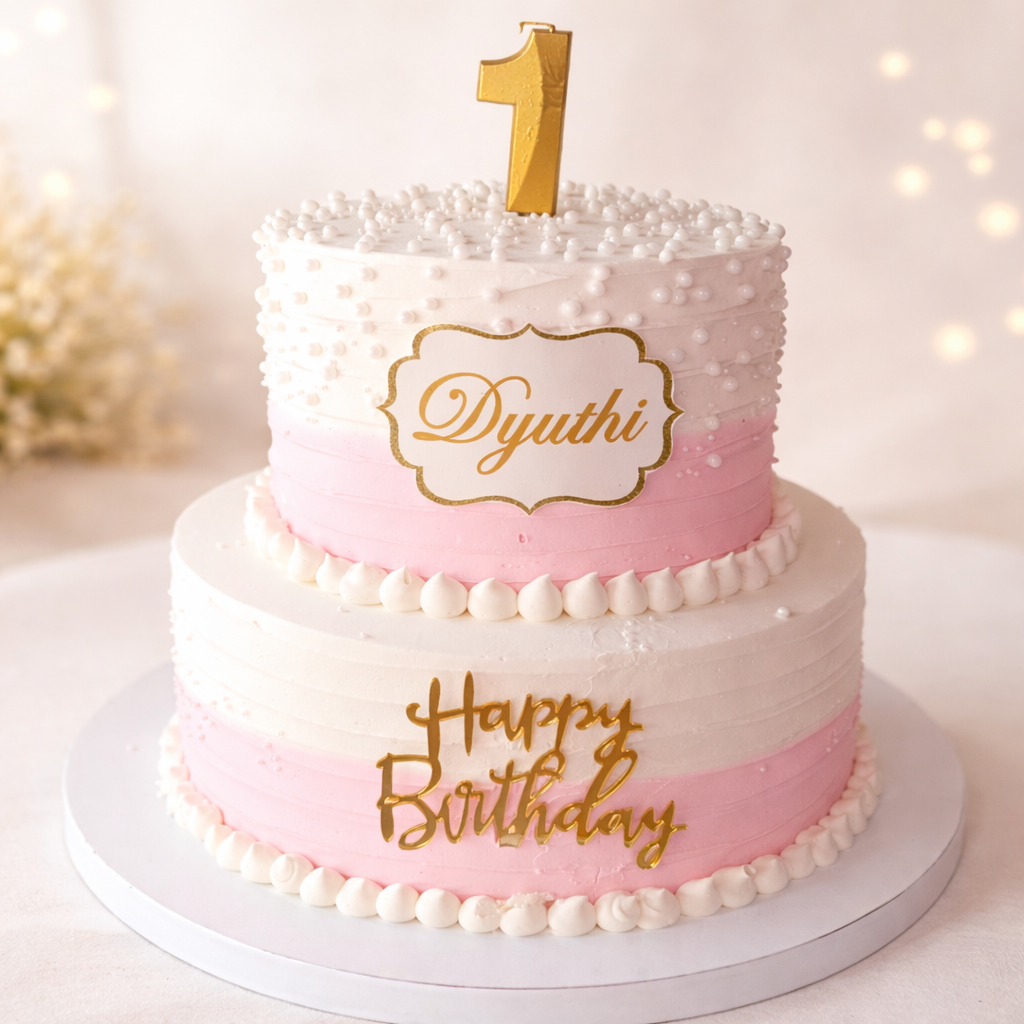 Elegant First Birthday Tier Cake
