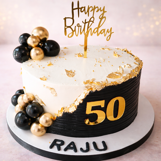 Golden Elegance 50th Cake