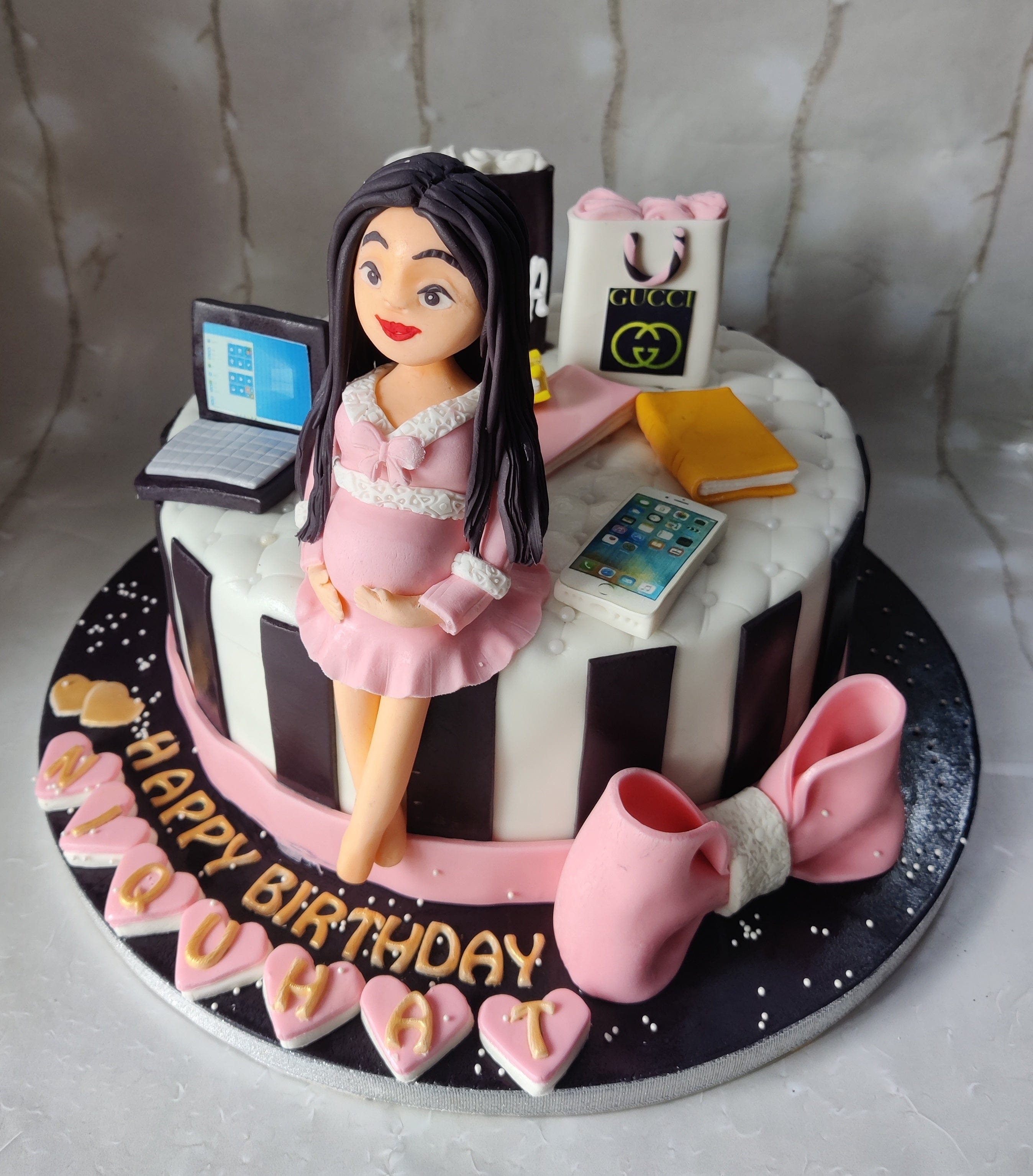 Cake on the Plate beside the Person Sitting Playing the Laptop Stock Image  - Image of beautiful, girl: 219118741