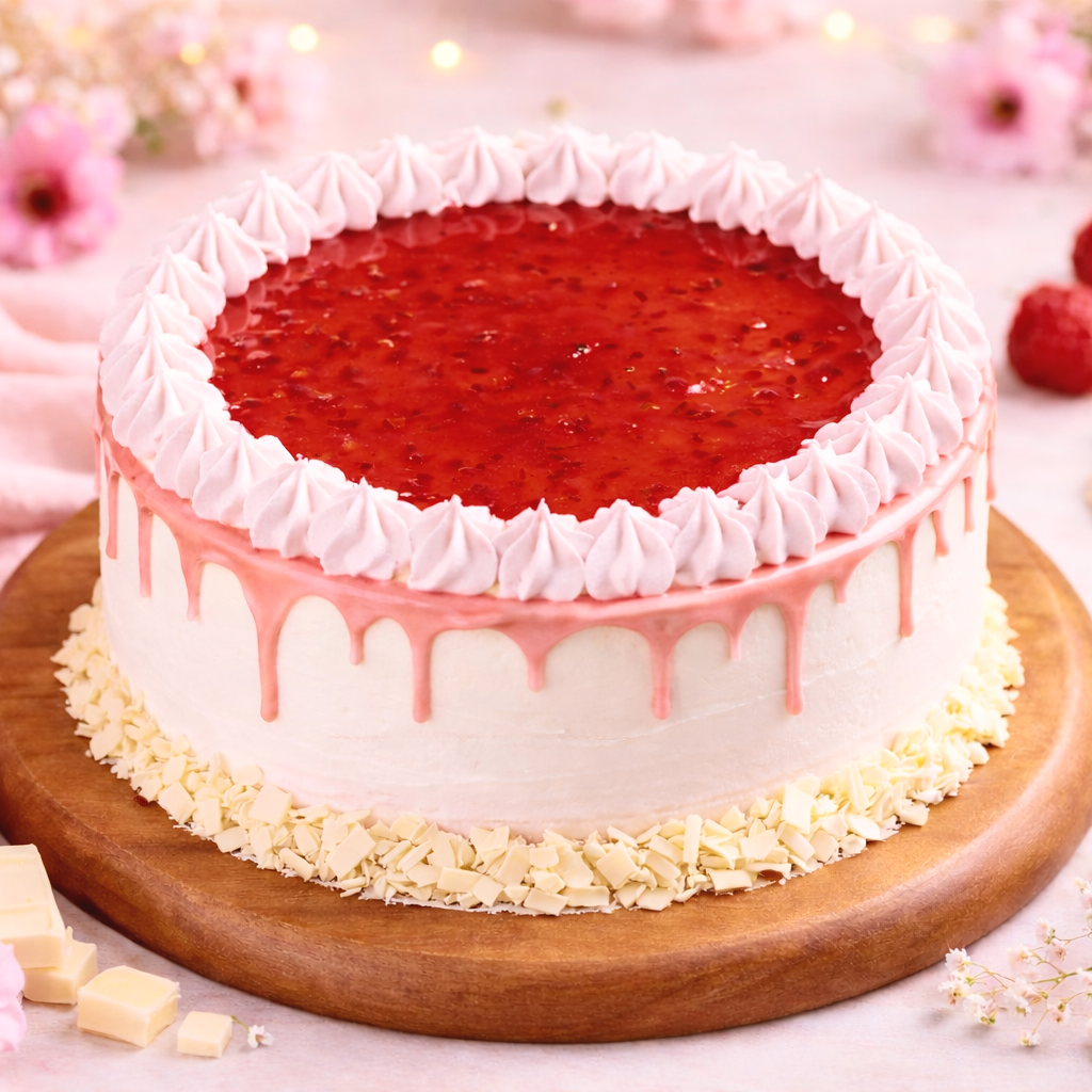 White Chocolate Raspberry Cake
